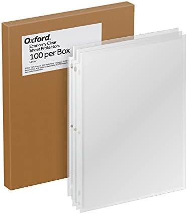 Oxford Sheet Protectors, Clear Finish, Top Load, Letter Size Plastic Sleeves, Reinforced 3 Hole Punch for Binders, Sheets for 3 Ring Binder, 100 per Box (33267) (Pack of 10)