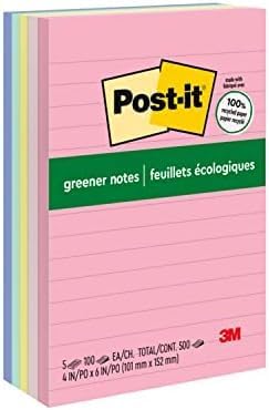 Post-it Sticky Notes, 4x6 in, Sweet Sprinkles | 100% Recycled Material | Clean Removal | Pack of 8