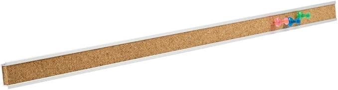 Quartet Bulletin Bar Strip, Cork Board, 18" x 1", Classroom, Office, Cubicle, Aluminum Frame (2003), Beige