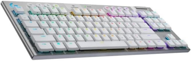 Logitech G915 TKL Tenkeyless Lightspeed Wireless RGB Mechanical Gaming Keyboard, Low Profile Switch Options, Lightsync RGB, Advanced Wireless and Bluetooth Support - Tactile, White