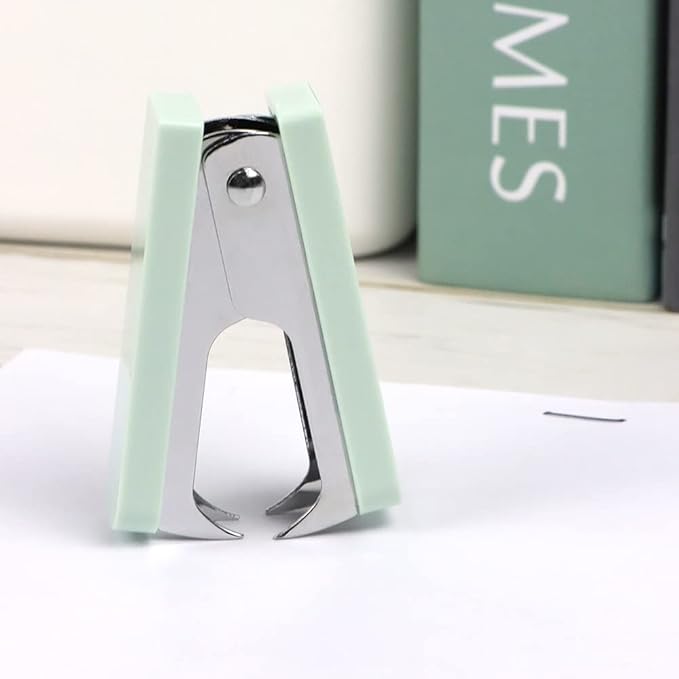 NatSumeBasics Mint Green Staple Remover 2pcs Cute Staples Puller Removal Tool with Lock Plastic Body Steel Jaws for Office School Desk Accessories (2 Green)