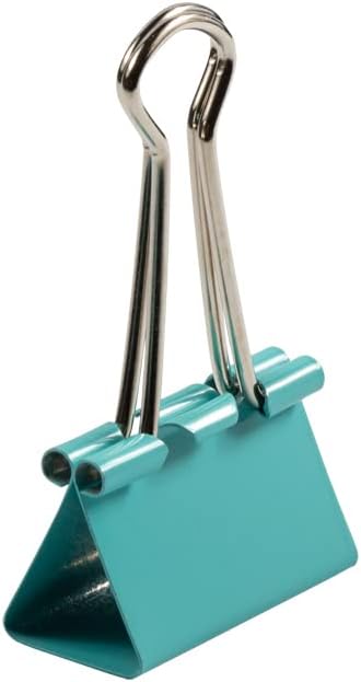 JAM PAPER Colorful Binder Clips - Medium - 1 1/4 Inch (32 mm) - Teal Binderclips - 15/Pack