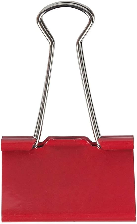 JAM PAPER Colorful Binder Clips - Large - 1 1/2 Inch (41 mm) - Red Binderclips - 12/Pack