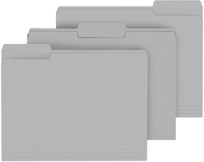File Folder, PANDRI 120 Pack File Folder, 1/3 Cut Tab, Letter Size, Filing Folder for Office School Business, Grey