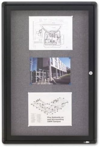 Quartet Bulletin Board, 2' x 3' Enclosed Fabric Notice Board, Lockable Swing Door, Graphite Frame (2363L)