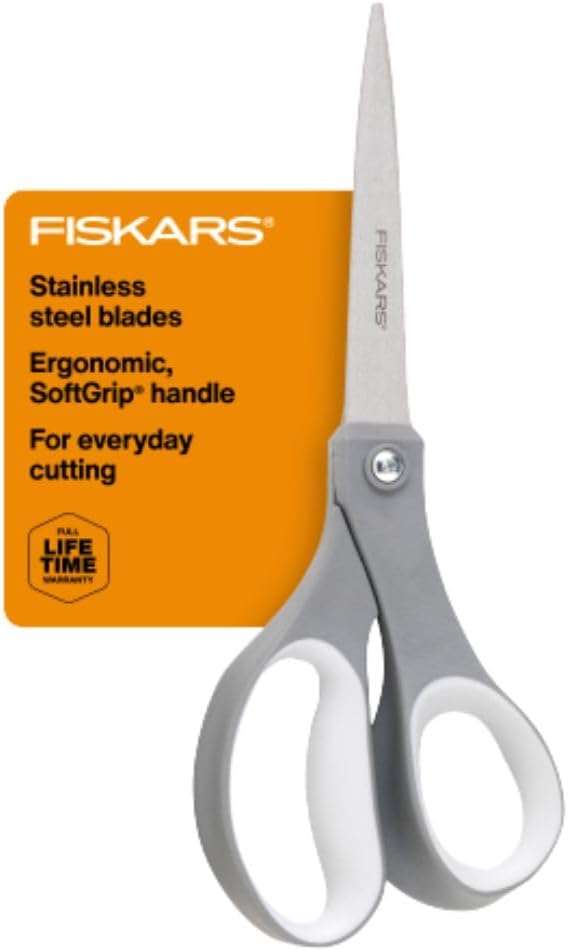 Fiskars All Purpose Scissors, High Performance Cutting, Stainless Steel Blades, Ergonomic and Comfort Handles, Perfect for Arts and Crafts and the Office, Scissors for Office