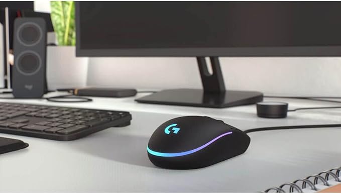 Logitech G203 Wired Gaming Mouse, 8,000 DPI, Rainbow Optical Effect LIGHTSYNC RGB, 6 Programmable Buttons, On-Board Memory, Screen Mapping, PC/Mac Computer and Laptop Compatible - Black