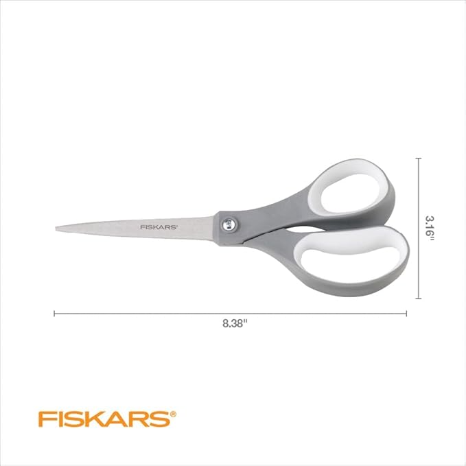 Fiskars All Purpose Scissors, High Performance Cutting, Stainless Steel Blades, Ergonomic and Comfort Handles, Perfect for Arts and Crafts and the Office, Scissors for Office