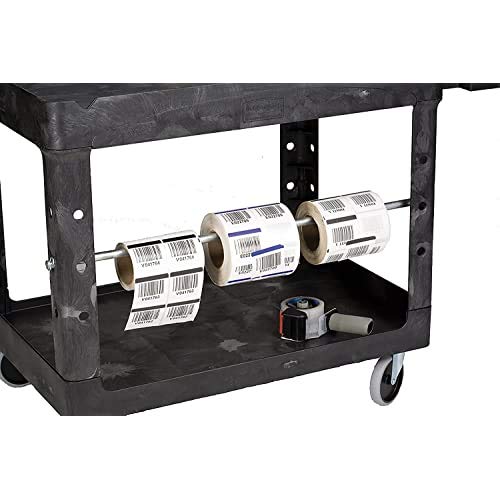 Rubbermaid Commercial Products BRUTE Heavy Duty 2-Shelf Utility/Service Cart, Medium, Lipped Shelves, Ergonomic Handle, 750 lb Capacity, Black, for Warehouse/Garage/Cleaning/Office