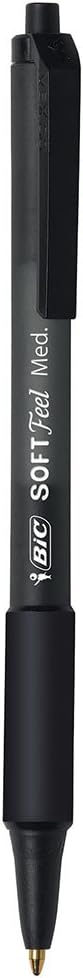 BIC Soft Feel Black Retractable Ballpoint Pens, Medium Point (1.0mm), 36-Count Pack, Black Pens With Soft-Touch Comfort Grip
