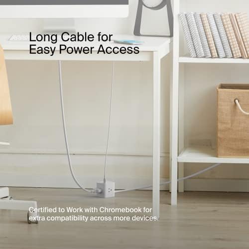 Belkin 6-Outlet Power Cube w/ 3 AC Outlets, 3 USB-A Ports, & 5ft Sturdy Extension Cord - Convenient Compact Cube for Home, Office, Travel, Desktop, & Phone Charger - 4.5 Amps