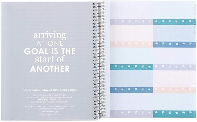 Erin Condren 8.5" X 11" Spiral Bound Productivity Notebook, Layers Colorful, Functional 160 Lined Page and 80Lb Thick Paper Spiral Notebook, Stickers Included