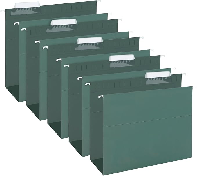HERKKA Extra Capacity Hanging File Folders, 30 Pack Reinforced Hang Folders with Heavy Duty 3 Inch Expansion, Designed for Bulky Files, Medical Charts, Letter Size, Green