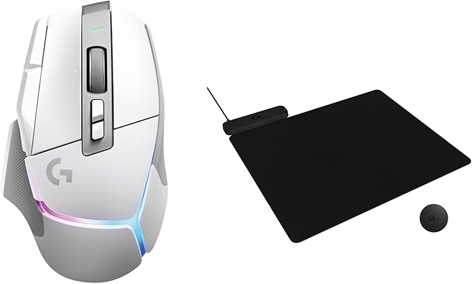 Logitech G502 X Plus Lightspeed Wireless Gaming Mouse + Powerplay 2 Wireless Charging Mouse Pad Bundle - White