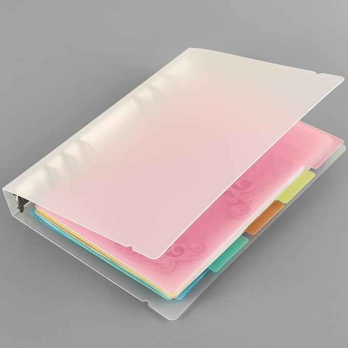 BAOFALI 10PCS A5 Size Dividers for 6 Ring Binder,with Reinforced Edge and 10 Tabs,Paper Index Divider Category Page Tab Indexing Cards Die and Stamp Storage Folder