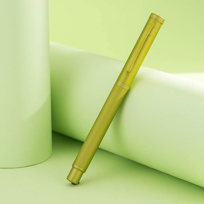 Asvine Mustard Yellow Forest Fountain Pen Fine Nib, Classic Design with Converter and Metal Pen Case, The Light of Hope Serise