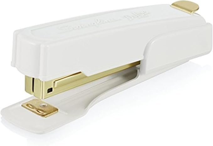 Swingline Vintage Stapler, 20 Sheet Capacity, Jam Free, Compact, Built-In Staple Remover, Metal, White and Gold (S7042301AZ)