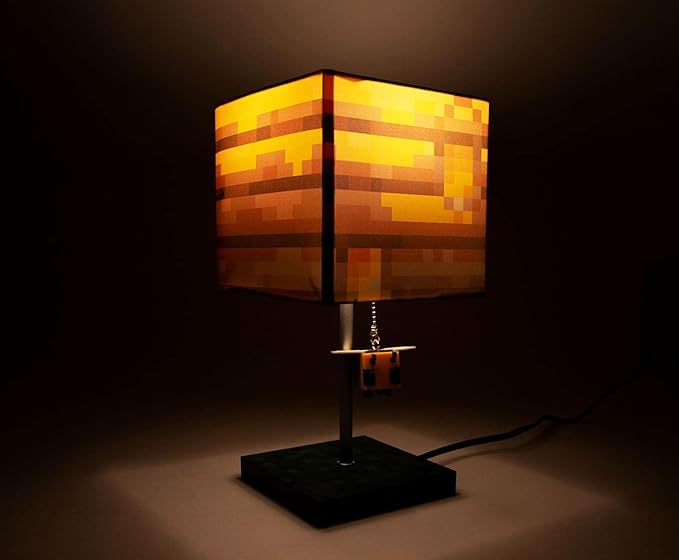 Minecraft Yellow Bee Nest Block Desk Lamp with 3D Bee Puller | Nightstand Table Lamp with LED Mood Light for Bedroom, Desk, Living Room, Playroom | Home Decor Kids Room Essentials | Video Game Gifts
