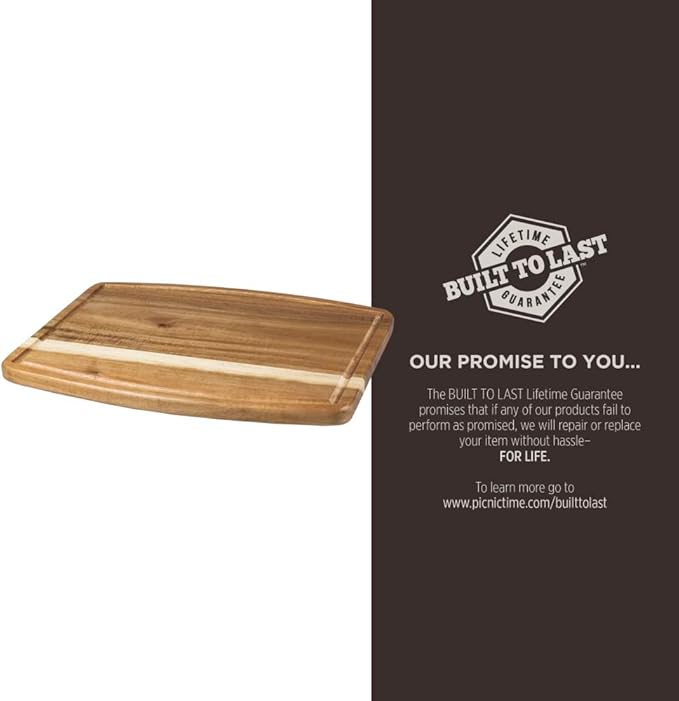 PICNIC TIME Disney Mickey and Minnie Mouse Thanksgiving Ovale Acacia Cutting Board Serving Board Charcuterie Cheese Board with Juice Groove Holiday Kitchen Decor Gift, (Acacia Wood)