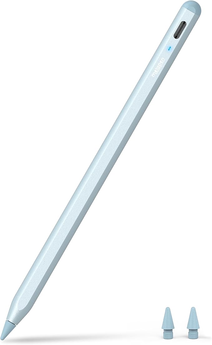 Metapen Pencil A8 for Apple iPad 2018-2025, (2X Faster Charge), Tilt Sensitivity, Pixel Precision, Stylus Pen for iPad 11/10/9/8/7/6th Gen, Pro 12.9/11/13-inch M4, Air 3/4/5/M2/M3, Mini 5/6th, Blue