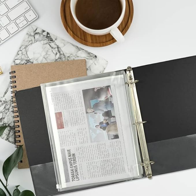 YoeeJob 3 Holes Clear PVC Zipper Binder Pocket Insert Pages Letter Size, 8 1/2" x 11 Loose Leaf Binder Filing Storage Bags 15 Per Pack