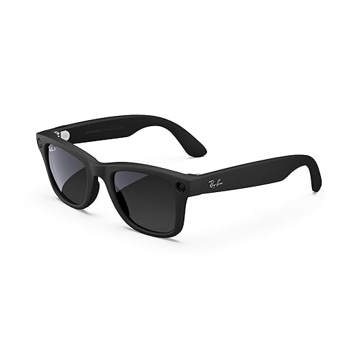 Ray-Ban Meta (Gen 1), Wayfarer, Matte Black | Smart AI Glasses for Men, Women — 12 MP Camera, Open-Ear Speakers, Video Recording, Bluetooth — Polarized Gradient Graphite Lenses — Wearable Technology