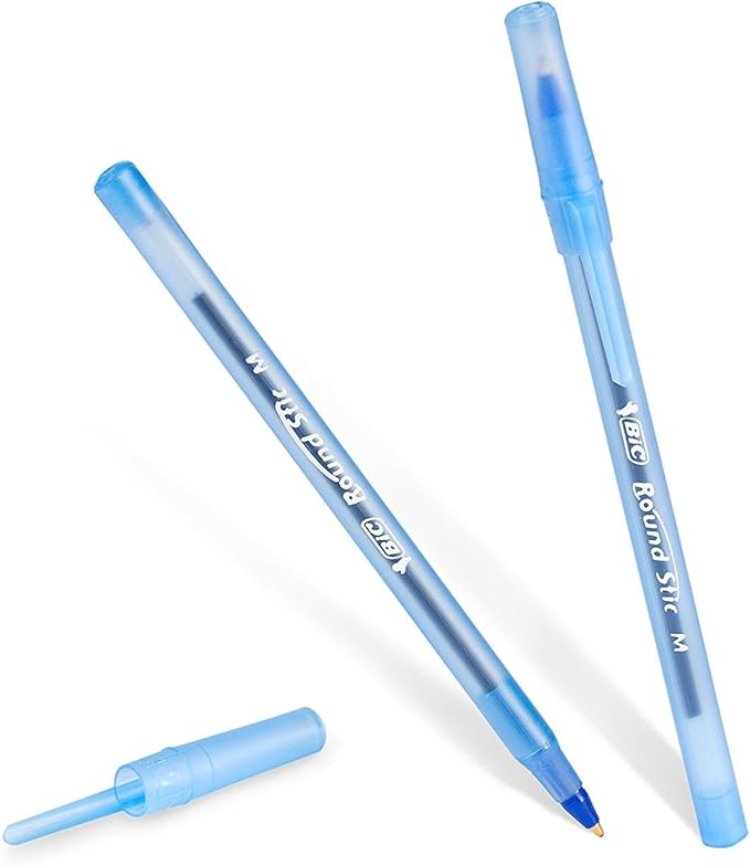 BIC Round Stic Xtra Life Pens, Medium Point 1.0 mm, 60 Black & 60 Blue Pens, Pack of 120