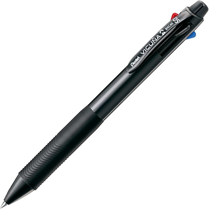Pentel Ballpoint Pen Vicuna, Extra Fine, Black, Red, Blue, Green, Black (BXC45A)