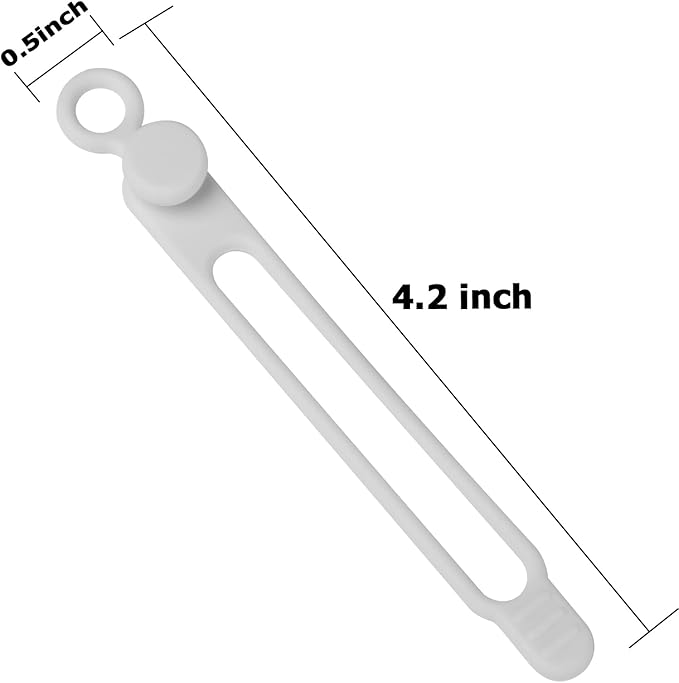 Nearockle 16Pcs Silicone Cable Straps Wire Organizer for Bundling Earphone, Phone Charger, Computer Cords, Reusable Cable Ties Cord Organizer in Home,Office,Kitchen,School(White)