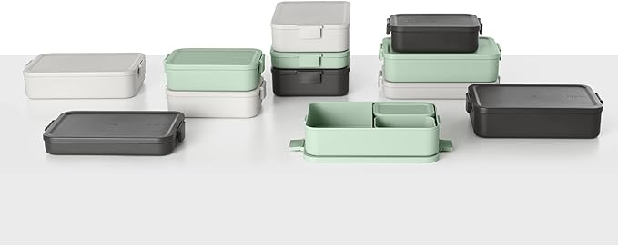 Brabantia Make & Take Medium Lunch Box (Jade Green) BPA-Free, Airtight Snap Locks, Microwave & Freezer Safe, Travel Meal Prep Container