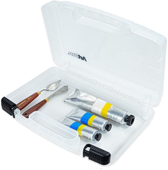 ArtBin 8014AB 14 Inch Quick View Carrying Case - 14 in. x 3.375 in. x 10.25 in., Lockable Art and Craft Supply Storage with Latches and Handles, Portable, Clear