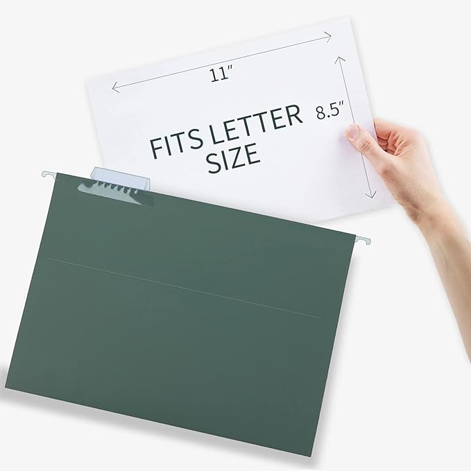 HERKKA Extra Capacity Hanging File Folders, 60 Pack Reinforced Letter Size Hanging Folders with Heavy Duty 3 Inch Expansion, Designed for Bulky Files, Medical Charts, Green