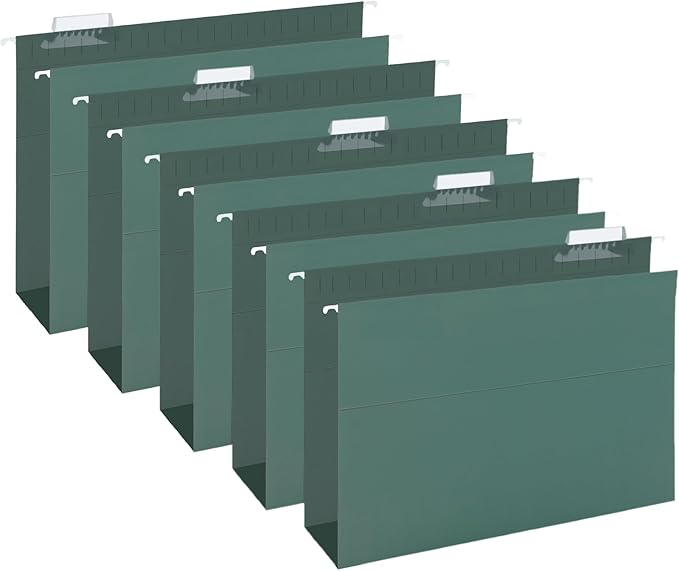 HERKKA Extra Capacity Hanging File Folders, 30 Pack Reinforced Legal Size Hanging Folders with Heavy Duty 2 Inch Expansion, Designed for Bulky Files, Medical Charts, Green