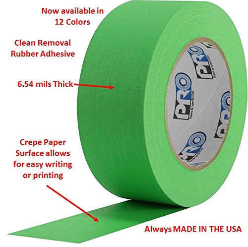 ProTapes Colored Crepe Paper Masking Tape, 60 yds Length x 1" Width, Red (Pack of 1)