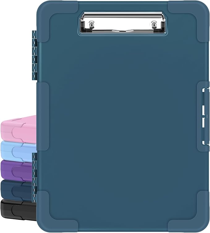 Sooez Toughest Clipboard with Storage, Internal Pen Pouch Included, Letter/ A4 Size, Shockproof Heavy Duty Plastic Clip Boards 8.5x11”, High Capacity Clipboards Box Case for Contractor Trucker Driver