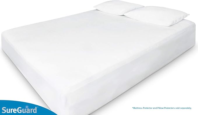 SureGuard Full Size Mattress Protector - 100% Waterproof, Hypoallergenic - Premium Fitted Cotton Cover - Smooth