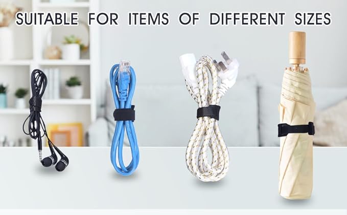 150PCS 8 Inch Reusable Cable Ties Wire Ties Cord Organizer Cable Organizer Adjustable Cable Management Black