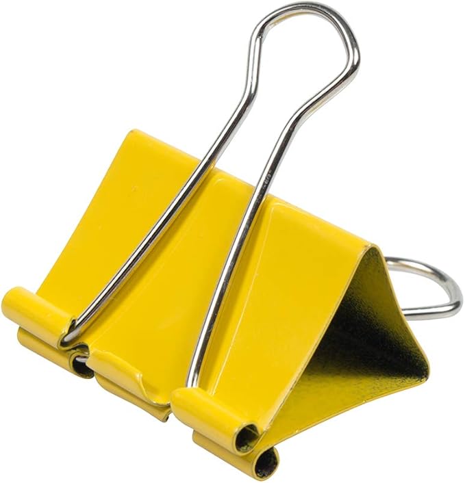 JAM PAPER Colorful Binder Clips - Large - 1 1/2 Inch (41 mm) - Yellow Binderclips - 12/Pack