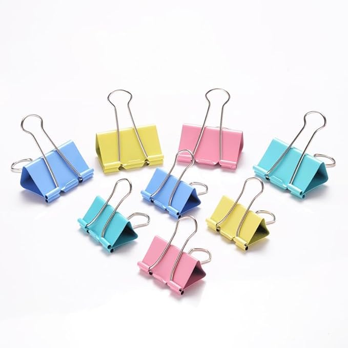 170 Pcs Binder Clips Assorted Sizes, Colored Large, Medium, Small Binder Paper Clips for Office Supplies, Home, School Document Organizing (Blue, Pink, Yellow, Green)