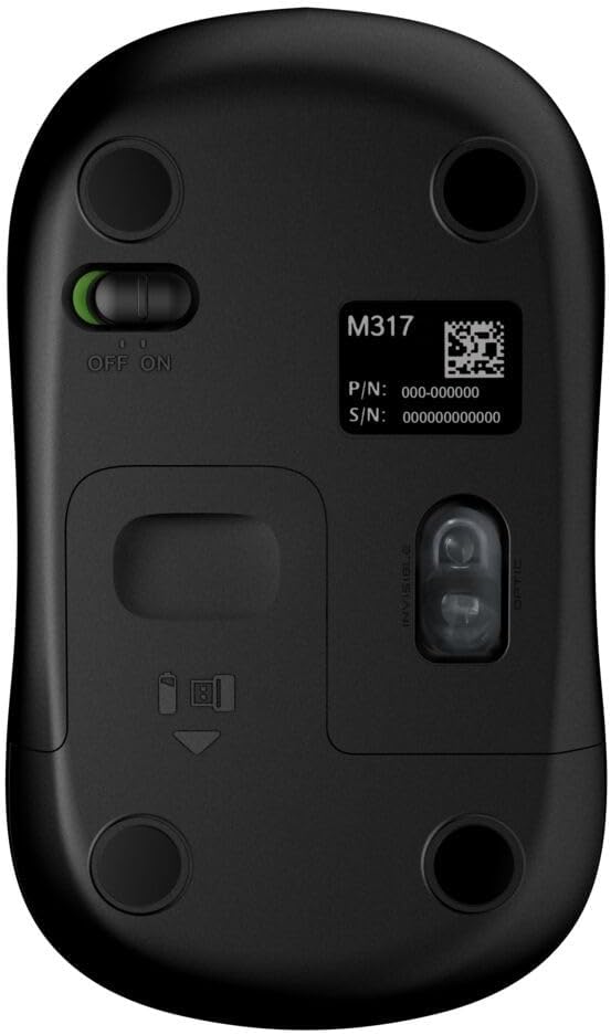 Logitech M317 Wireless Mouse, 2.4 GHz with USB Receiver, 1000 DPI Optical Tracking, 12 Month Battery, Compatible with PC, Mac, Laptop, Chromebook - Blue