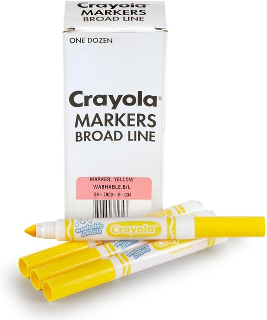 Crayola® Washable Broad Line Markers, Yellow, Pack of 12 Markers
