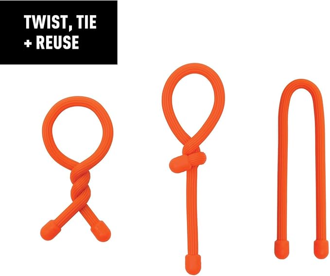Nite Ize Original Gear Tie - 12-Inch Reusable Rubber Twist Tie - Reusable Gear Ties - Electric Cord Organizers - Twist Ties for Cords - Reusable Zip Ties - Black, 12-Inch, 12 Pack