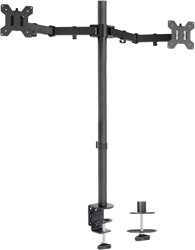 VIVO Dual Monitor Stand Up Desk Mount Extra Tall 39 inch Pole, Fully Adjustable Stand for up to 27 inch Screens, Black, STAND-V012