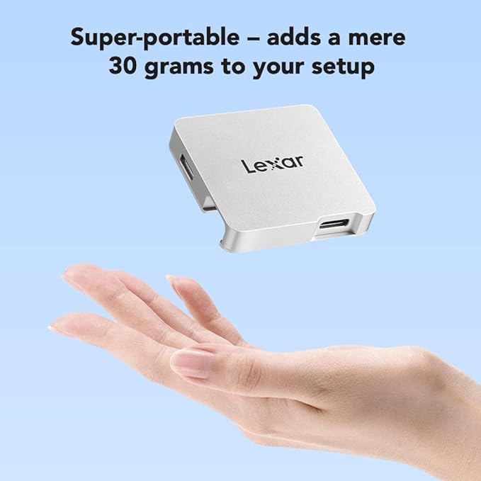 Lexar Professional Go Portable Hub, Four Type-C Ports, USB 3.2 Gen 2, Up to 10Gbps, Ultra-Compact, Perfect for Go Portable SSD, Compatible with Smartphones, PC & Mac, Tablets & iPad (LPASL400-RNSNG)