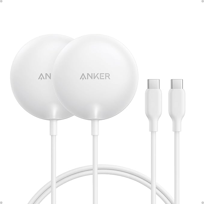 Anker Zolo Magnetic Wireless Charger, 2-Pack Qi2 Certified 15W MagSafe-Compatible Wireless Charging Pad, for iPhone 17/16/15/14/13 Series, AirPods, and More (Not for Pixel, Adapter Not Included)
