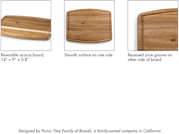 PICNIC TIME Disney Mickey and Minnie Mouse Thanksgiving Ovale Acacia Cutting Board Serving Board Charcuterie Cheese Board with Juice Groove Holiday Kitchen Decor Gift, (Acacia Wood)