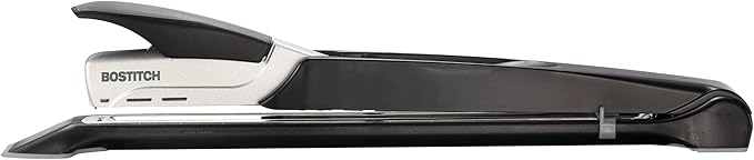 Bostitch Office Booklet Stapler - One Finger, No Effort, Spring Powered, Long Reach Stapler - Silver (1610)