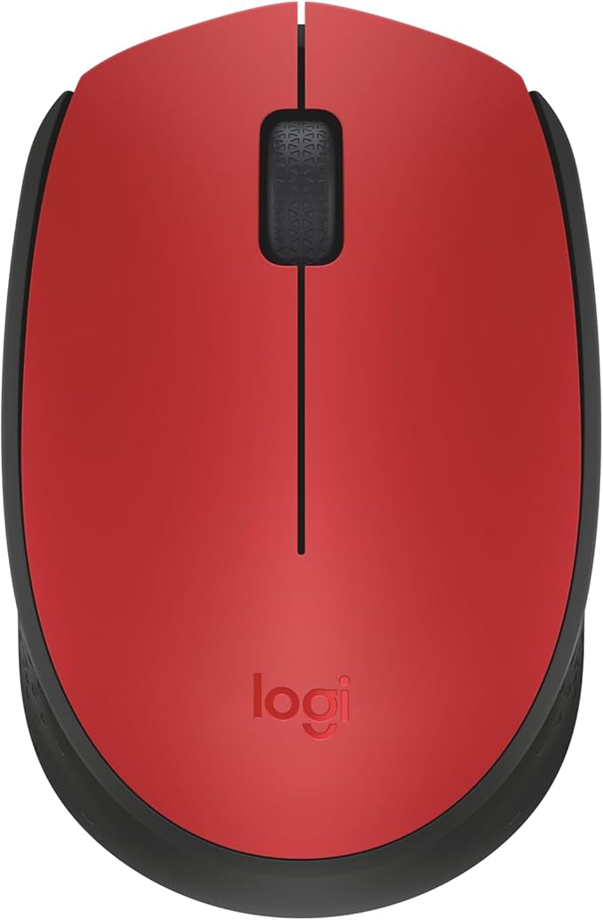 Logitech M170 Wireless Mouse for PC, Mac, Laptop, 2.4 GHz with USB Mini Receiver, Optical Tracking, 12-Months Battery Life, Ambidextrous - Red