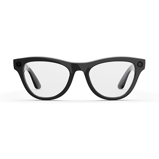 Ray-Ban Meta (Gen 1), Skyler, Shiny Black | Smart AI Glasses for Men, Women — 12 MP Ultra-Wide Camera, Open-Ear Speakers for Audio, Video Recording and Bluetooth — Clear Lenses — Wearable Technology