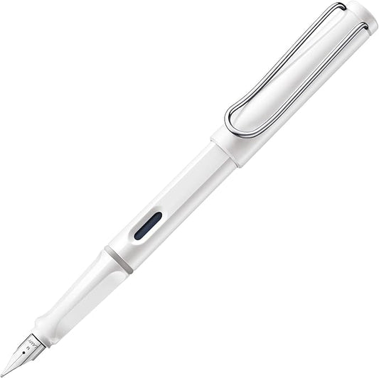LAMY safari white - Fountain Pen with ergonomic grip & polished steel nib in size M - ideal for any Writing & Calligraphy - including LAMY T 10 blue cartridge - Right-Handed